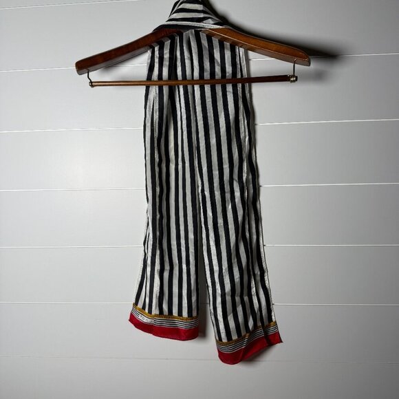 Echo Silk Rectangle Scarf Striped Black, White & Red Vintage - Picture 5 of 7
